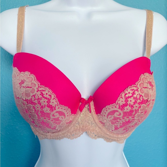 Victoria's Secret shimmery gold lace and pink bra 34DD - Picture 1 of 2